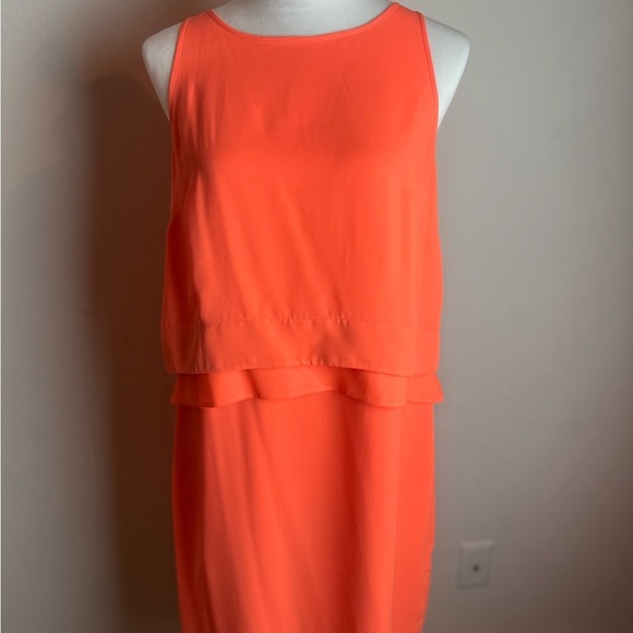 Banana Republic Sleeveless Layered Shift Dress Size 10 | Bright Orange - Picture 2 of 15